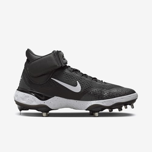 Nike Alpha Huarache Elite 4 Mid Men's Baseball Cleats (DJ6520-003, Black/Dark Smoke Grey/White) Size 7.5