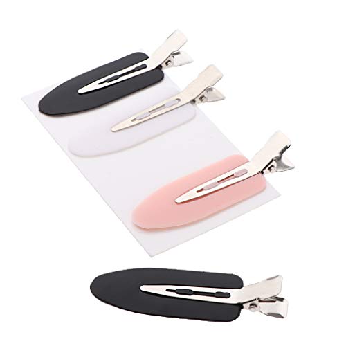 perfeclan 4pcs Pinces à Cheveux En Plastique Sans Soudure Sans Pli Aucune Marque De Pli Pinces à Cheveux Pour Femmes Coiffure - Noir + Blanc + Rose
