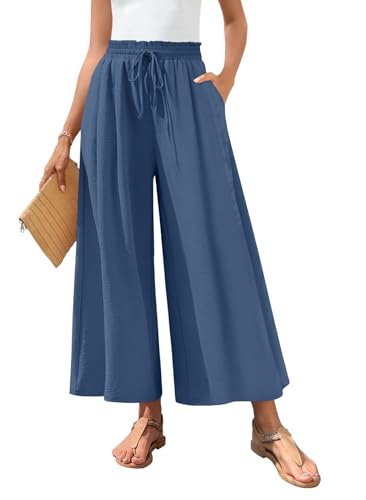 Bestbee Women's Palazzo Pants Dressy Casual Wide Leg Slacks Elastic Waist with Pockets