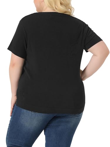 Image of Agnes Orinda Plus Size Women's Pullover Sweaters Soft Tops, Short Sleeves