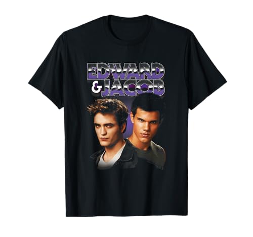 Twilight Edward & Jacob Purple Chrome Text Portrait Movie T-Shirt