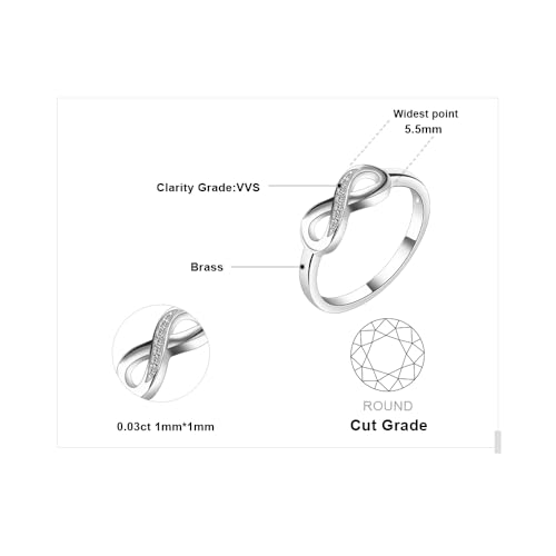 Image of JewelryPalace 14k White Yellow Rose Gold Plated 925 Sterling Silver Rings for Women, Cubic Zirconia Promise Rings for Her, Stackable Wedding Bands Rings for Women Infinity Forever Love Knot Ring