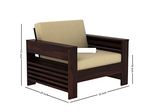 Image of Krishna Wood Decor Solid Sheesham Wood Sofa Set 5 Seater Living Room | Five Seater Sofa Set Home Office Furniture | Without Pillow | Wooden Sofa 5 Seater Set 3+1+1 | Sofa Set, Walnut Finish