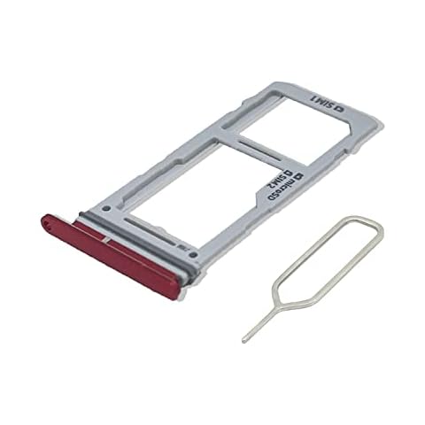 Eonpam Original Dual SIM Card Slot Tray Holder Replacement for (Samsung Galaxy S10 / S10+ Plus) Incl SIM Pin (red) Cover