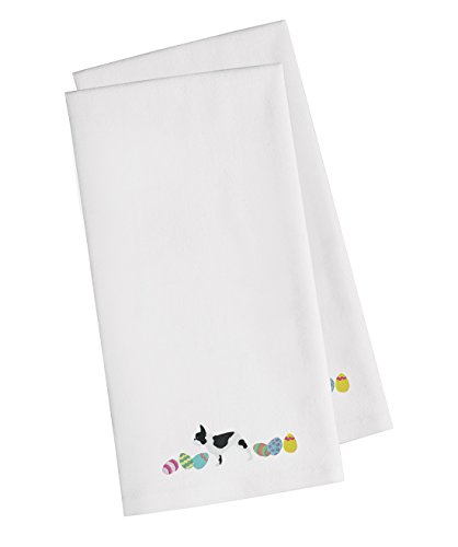 Caroline's Treasures CK1642WHTWE French Bulldog Easter White Embroidered Towel Set of 2 Decorative Bathroom Guest Hand Towel for Hand, Face, Tea, Dishcloth, 19 X 25, White