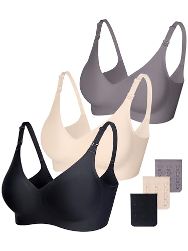 Image of Vinfact Smooth Nursing Bras for Breastfeeding Seamless Maternity Bras for Pregnancy Wireless Bralette with Extra Bra Extender