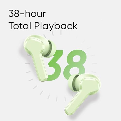 Image of Original T110 Buds for Realme Wireless Bluetooth with Quick Pairing, Powerful Stereo Audio, ENC Mic & Smart Touch Control (Green)