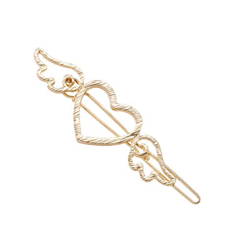 Pixnor clipes de cabelo de coração vazado com asa, grampos de cabelo de asa de coração simples com g