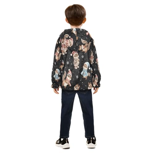Cute Squirrels in Winter Clothes Toddler Fleece Jacket Girl Boys Hooded Fleece Jacket Coat Warm Outwear Zip-up 3-10T4