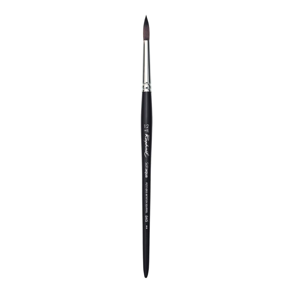 Raphael Synthetic Squirrel Watercolor Brush, Round, Black, 12