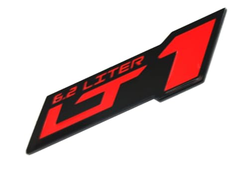 Image of 2pcs LT 1 6.2 Liter ZR1 Emblem Engine Hood Badge Decal Replacement for C4 C7 (Black Red)