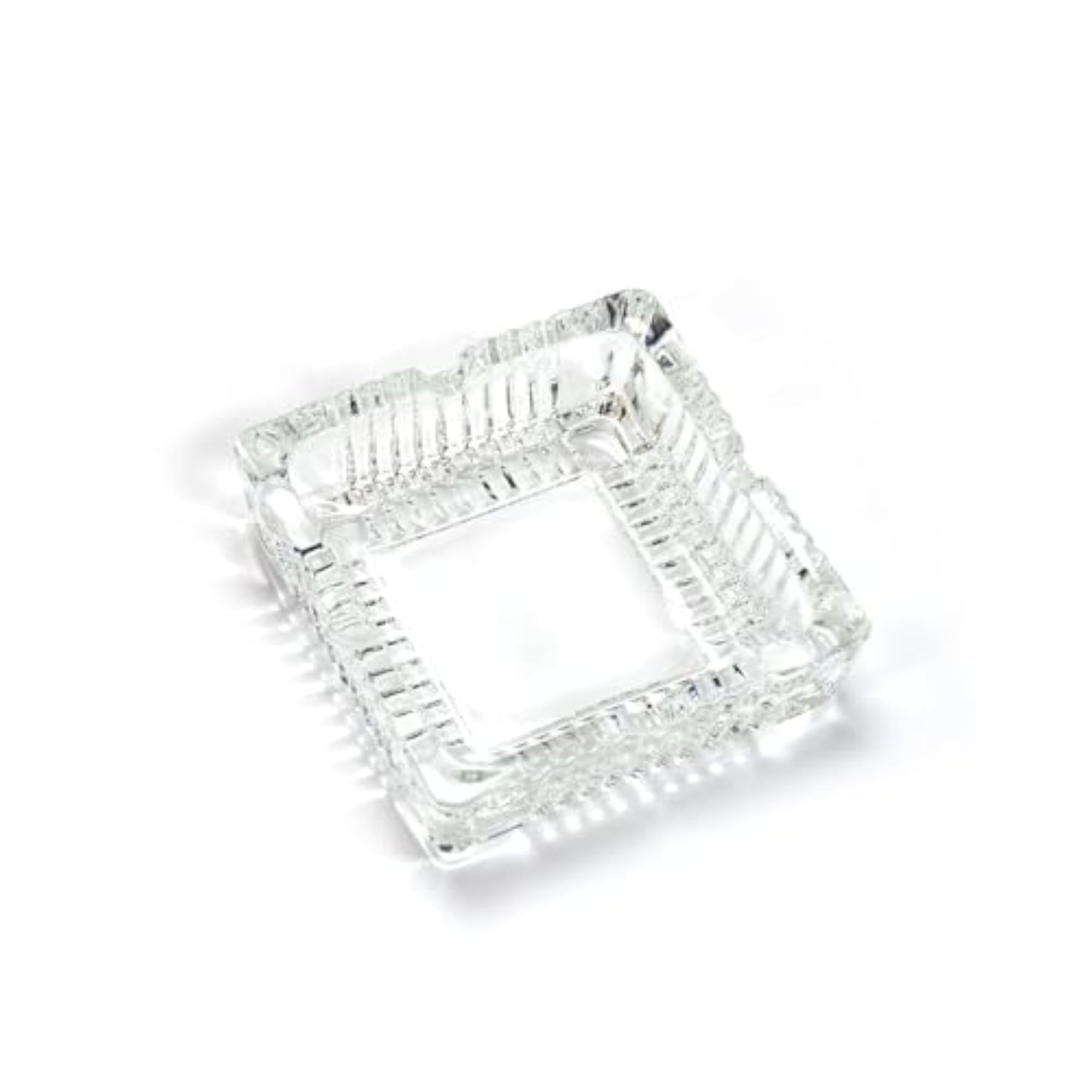 Large Square Glass Ashtray, Clear