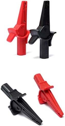 VILLCASE Red Insulated Safety Multimeter Test Leads Alligator Clips Electrical Mini Test Crocodile Clamp Clips with 4mm Banana Jack for Test Probe & Banana Plug Connectors