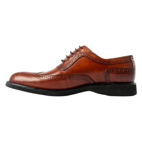 Wing Tip Dress Shoes Men | Genuine Leather Oxford Style Men's Dress Shoes Lace Up Comfortable Rubber Sole