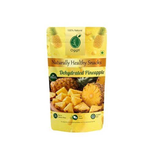OggY Dehydrated Pineapple Fruit Slices | Natural Dried Healthy Snack Without Added Sugar or Preservatives | Ready-to-Eat Portable Fruit for Travel and Office No Refrigeration Need | 20 gm, Pack of 1