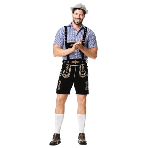 Pantalones bordados con tirantes y camisa a cuadros de calidad para el festival de la cerveza 2