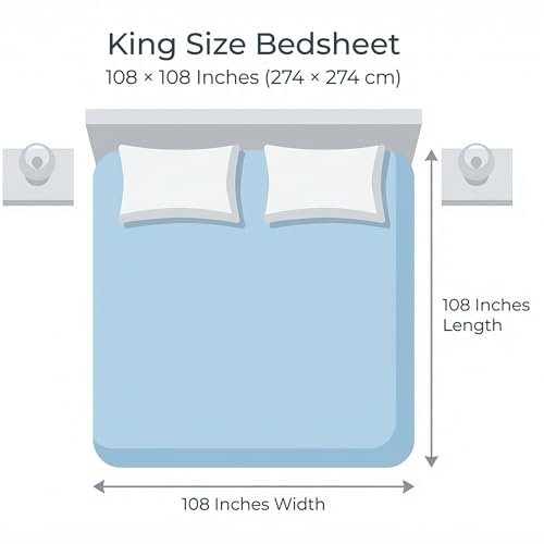 Image of Mafatlal King Size Bedsheet, Beige with Blue Leaf Print, 186 TC Metro Cotton, 108 x 108 Inch, Soft & Breathable, with 2 Pillow Covers | Cream Blue 2