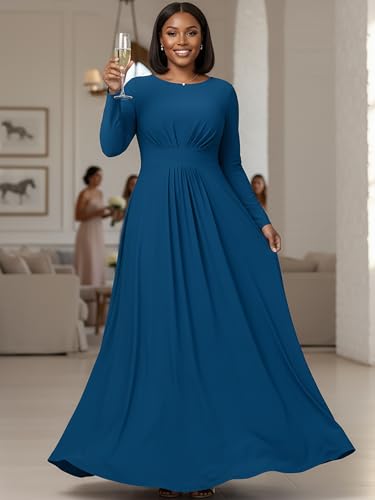 Image of KOH KOH Womens Long Sleeve Flowy Empire Waist Fall Winter Maxi Dress Gown
