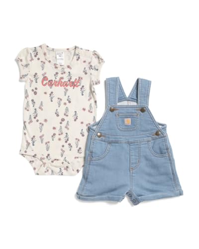 Image of Carhartt baby-girls Short-sleeve Bodysuit Shortall Setinfant-and-toddler-clothing-sets
