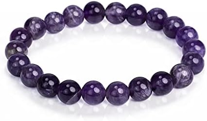 BOGDAN Handmade Natural Amethyst Bracelet Chakra Healing Crystals Gemstone Beaded Stretch Yoga Bracelet 8mm Attract Wealth and Prosperity, Success, and all Good Things (Amethyst)