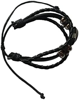 Transgender Pride LGBTQ Rainbow Black Leather Bracelet And Velvet Gift Bag