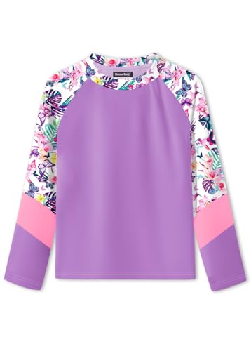 Image of BesserBay Girls Rash Guard UPF 50+ Raglan Sleeve Swim Shirt 6-14 Years