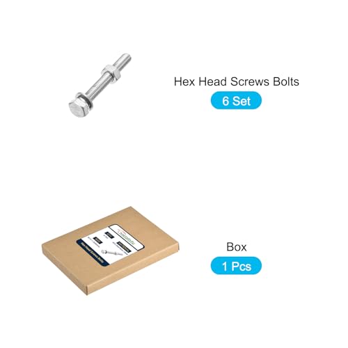 Image of METALLIXITY Hex Head Screws Bolts, Nuts, Flat & Lock Washers Kits (M10-1.5x80mm) 6 Set, Stainless Steel Fully Threaded Machine Screws Bolt Set - for Home Appliance Equipment
