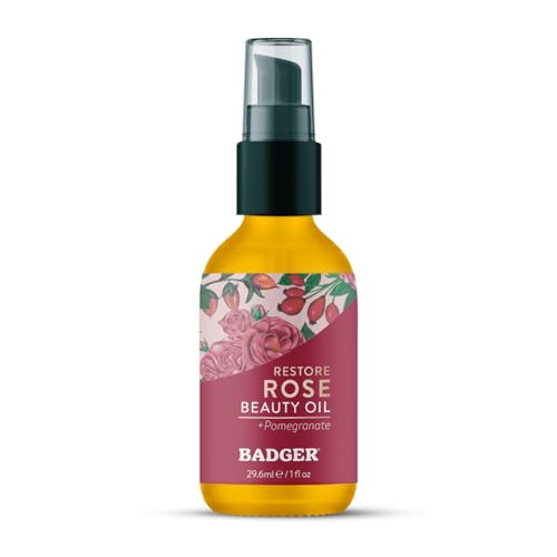 Badger Rose Face Oil, 100% Organic Face Moisturizer,...