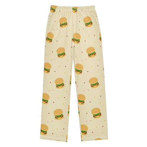 Burger Polka Dot Boys Pants Boys Athletic Pants Long Pant for Boywith Pockets Wide-Leg Size 6-14Y