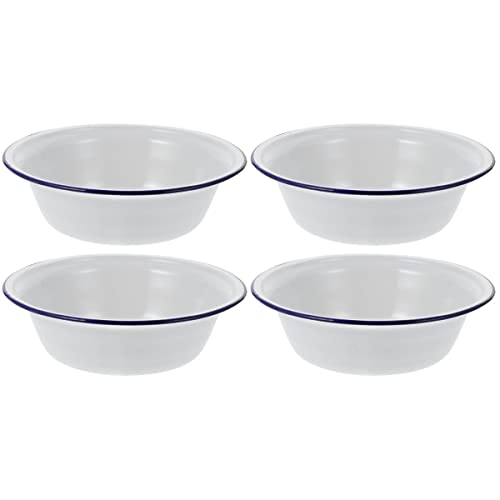 Set de 4 tazones esmaltados blancos redondos 14 cm miniatura 1