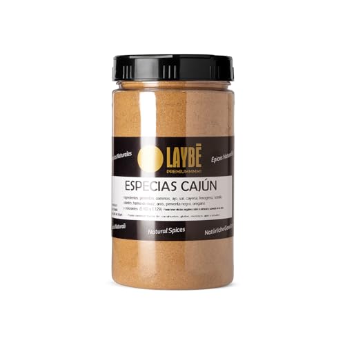 LAYBÉ - Especias Cajún, Cocina Americana, Aromático y Ligeramente Picante - Doble Dosificador y Cierre Hermético - Bote Hostelería 400g