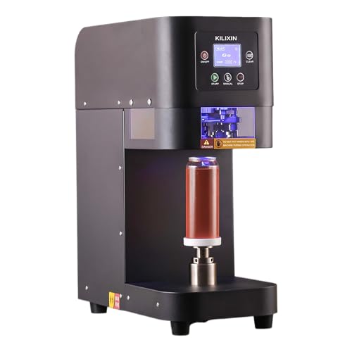 Automatic Commercial Can Sealer Machine, Roller Rotates Bottle Won't Rotate - Soda Can Seaming Machine, Height Adjustable, Electric Bottle Sealer Machine for Plastic Aluminum Beer Can (5.5cm in Diam.)