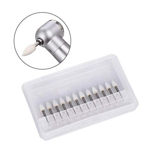 AZDENT Dental White Stone Polishing Burs – FG Shank, Flame Shape, Aluminum Oxide