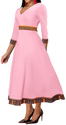 Image of VisiChenup African Print Dress for Women Casual Midi Dress
