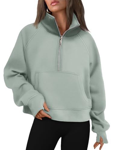 Image of AUTOMET Womens Sweatshirts Half Zip Cropped Pullover Fleece Quarter Zipper Hoodies 2026 Fall Fashion Outfits Clothes