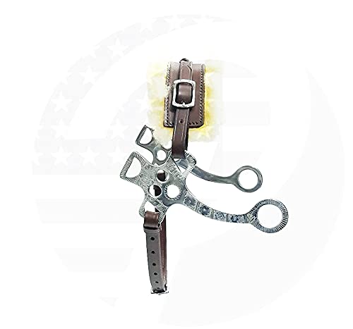 RIDING GEARS Hackamore Bitless Horse Bit English Western Brown Leather with Genuine Fur