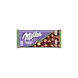 Milka Tableta de Chocolate con Leche de los Alpes con Avellanas Enteras, 95 g