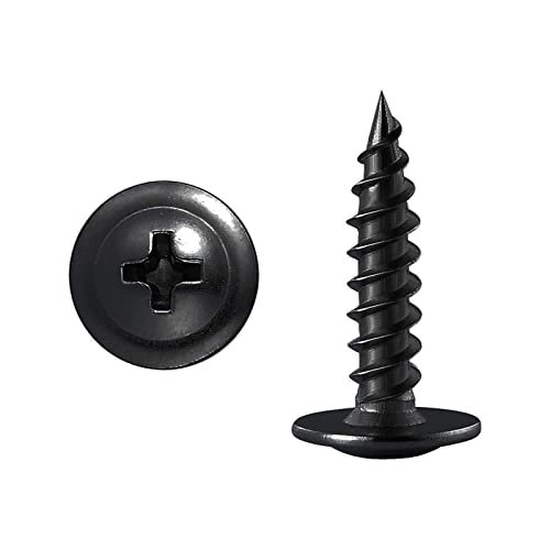 Image of (200 pcs) Wensilon #10x1 inch Black Phillips Truss Head Wood Screws Quick Metal Self Tapping
