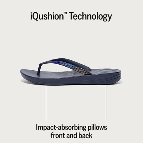Image of FitFlop Womens iQushion Sparkle Ergonomic Flip Flops for Walking, Lightweight Waterproof Cushioned Thong Sandals for Women with Non Slip Bottom and Arch Support | Lightweight Waterproof Walking Sandals w /Cushioned Comfort & Arch Support