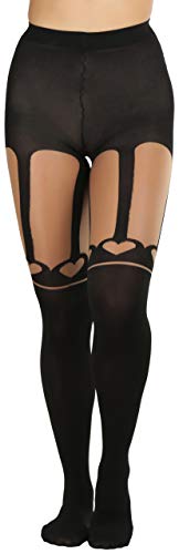 Image of ToBeInStyle Women's Valentine Day Themed Opaque Sheer Pantyhose w /Heart Love