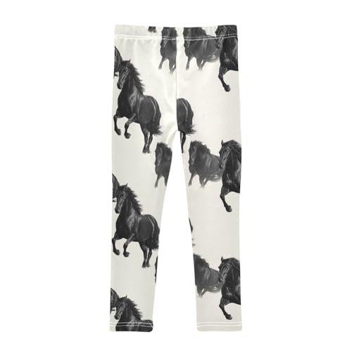 Girls Leggings Black Horses Soft Toddler Leggings for Girls Kids Pants Size 4T-10T2
