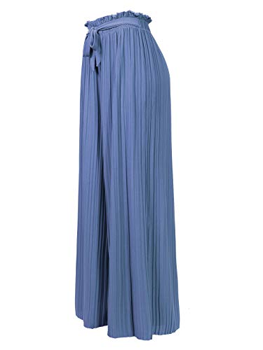 Design by Olivia Women's Ribbon Tie Chiffon Loose Pleated Wide Leg Palazzo Pants