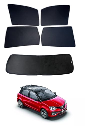 Image of Premium Car Sunshade Fix Type Non-Magnetic Curtain with Rear Dicky Curtain Set of 5pc for Etios Liva
