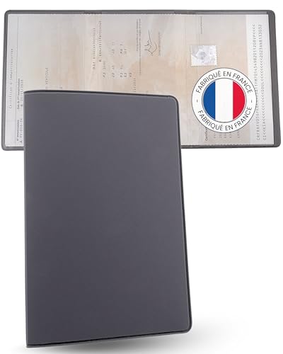 Ugozen Etui Carte Grise Simpléo - Pochette Porte Papier Voiture ou Moto - Protège Documents Auto Français. (Gris Plomb)