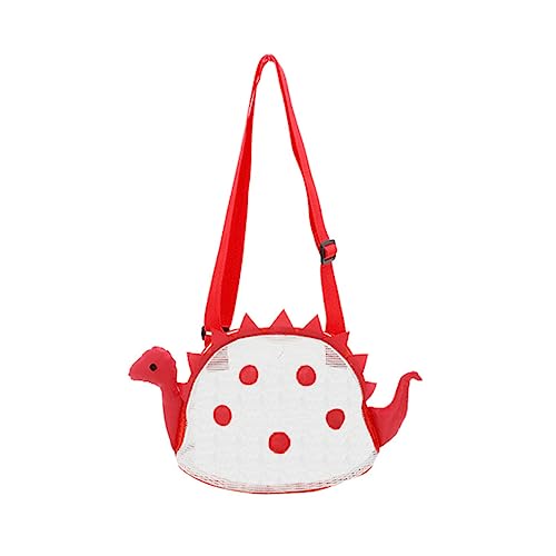 Abaodam Sturdy Mesh Beach Bag Dinosaur Print Kids Toys Storage Beach Bag for Kids Red