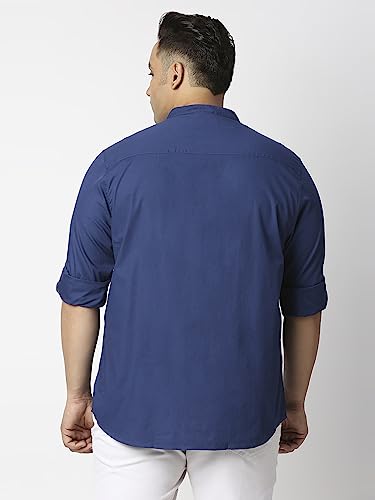Image of Thomas Scott Mens | Full Sleeve | Solid Plain Color | Regular Fit | Plus Size | 100% Cotton | Mandarin Collar | Casual | Shirt