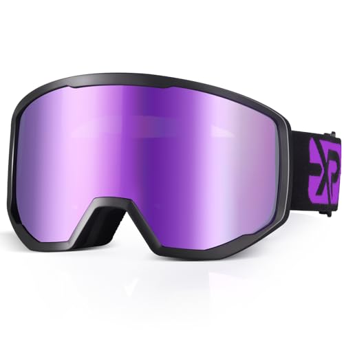 EXP VISION Ski Goggles Snowboard for Men Women, OTG Anti Fog UV Protection Snow Goggles (Black Frame...