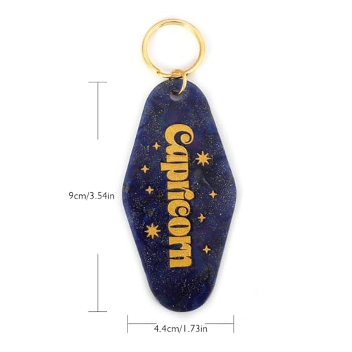 Astrological Leo Zodiac Sign Acrylic Keychain with Gold Stars