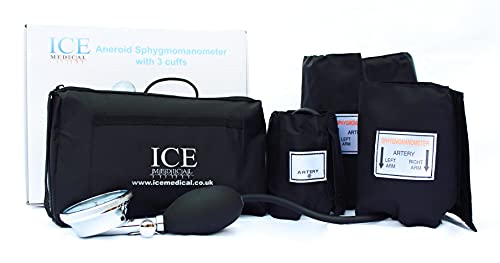 ICE Medical Aneroid Blood Pressure Monitor Kit - Sphygmomanometer 3 Cuffs Included