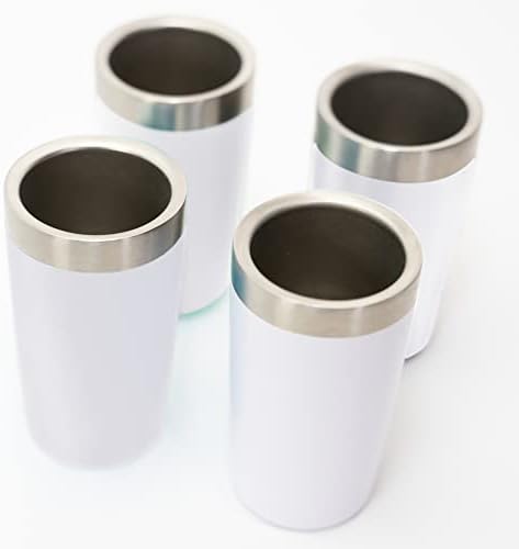 Everyday Goods (4-PACK 2oz/60ml) Miniature Tumbler Shot Glass Set Demitasse Stainless Steel Espresso Cup Shot Glasses Double-Wall Insulated Heavy Base Double Shot Glass 4 PACK SET 2oz/60ml (White)